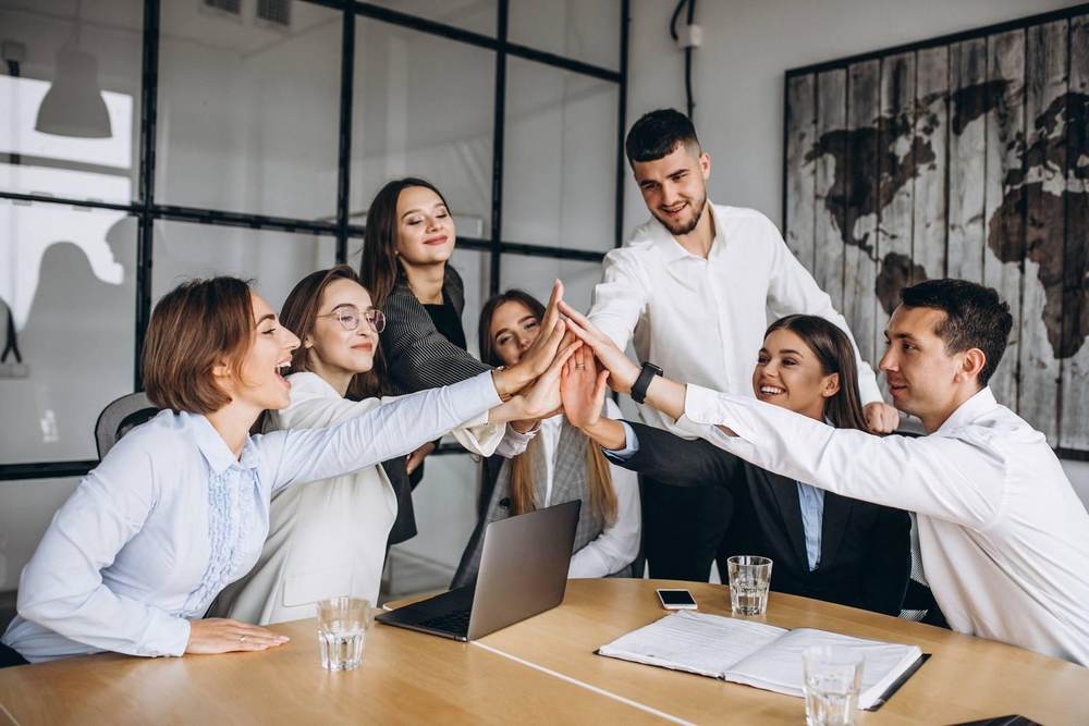Healthcare consultants reviewing a business plan in an office